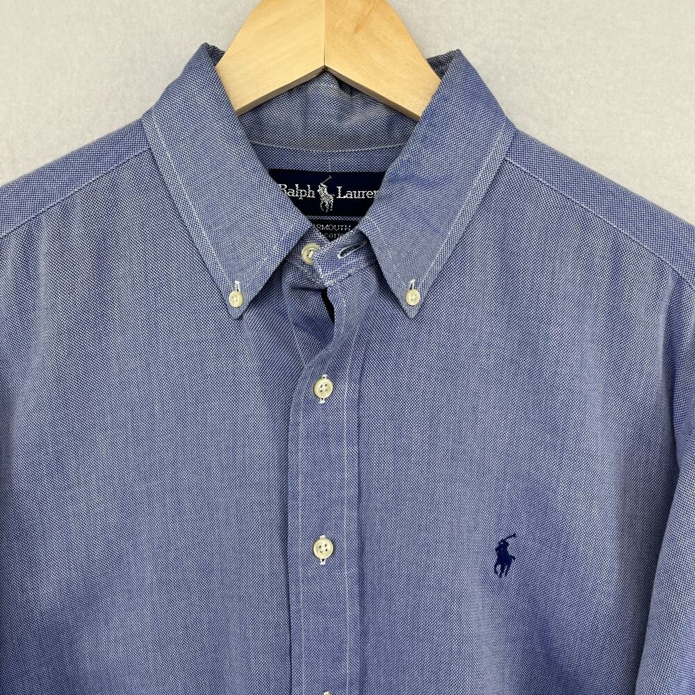 RALPH LAUREN Shirt Mens 15.5 33 Yarmouth Dress Button Down Cotton Blue - Picture 3 of 14